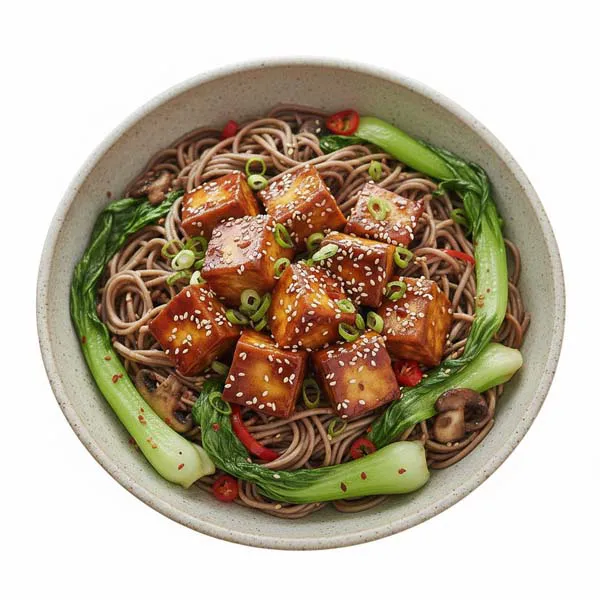 Hoisin garlic Glazed Tofu and Bok Choy Soba